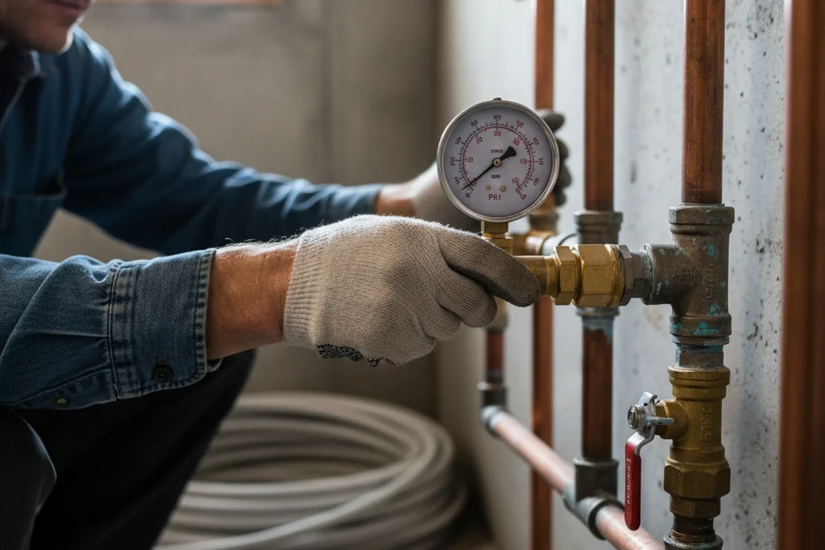 Pressure testing a repaired line during Water Line Repair in Onslow